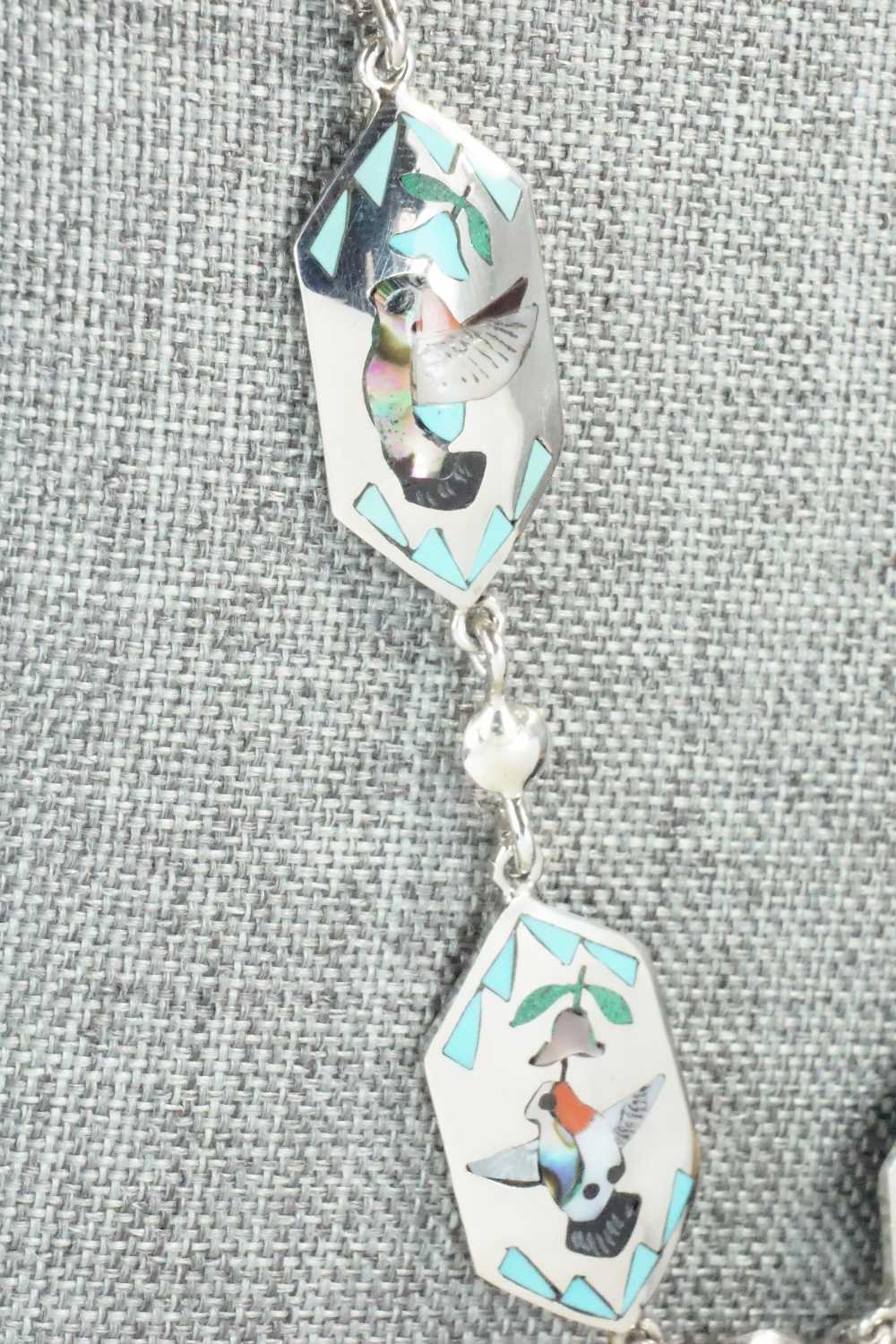 Multi Stone & Sterling Silver Inlay Necklace - Quintin Quam Sr