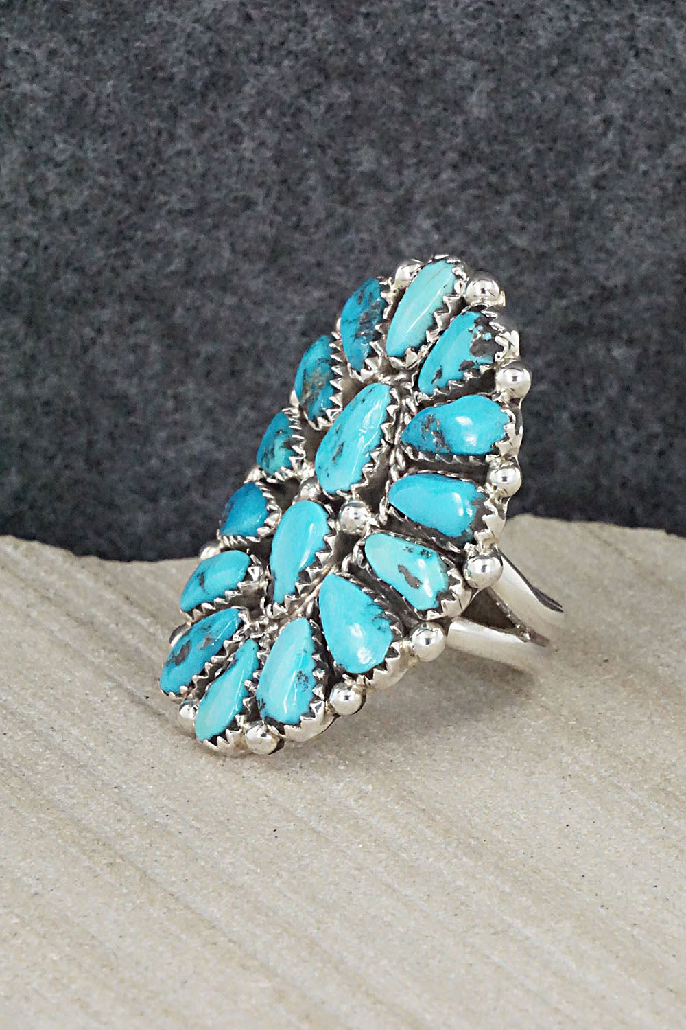 Turquoise and Sterling Silver Ring - Justina Wilson - Size 7