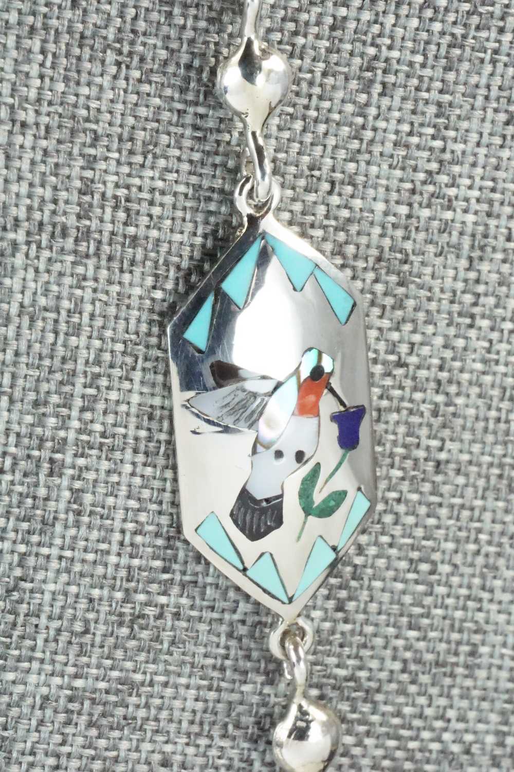 Multi Stone & Sterling Silver Inlay Necklace - Quintin Quam Sr