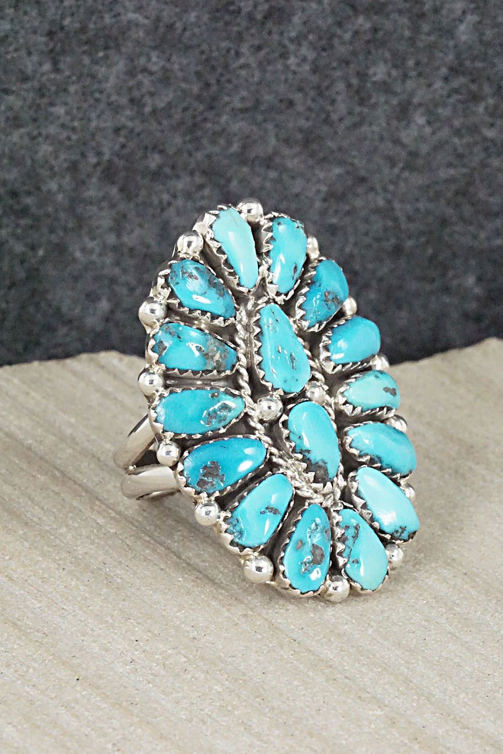 Turquoise and Sterling Silver Ring - Justina Wilson - Size 7