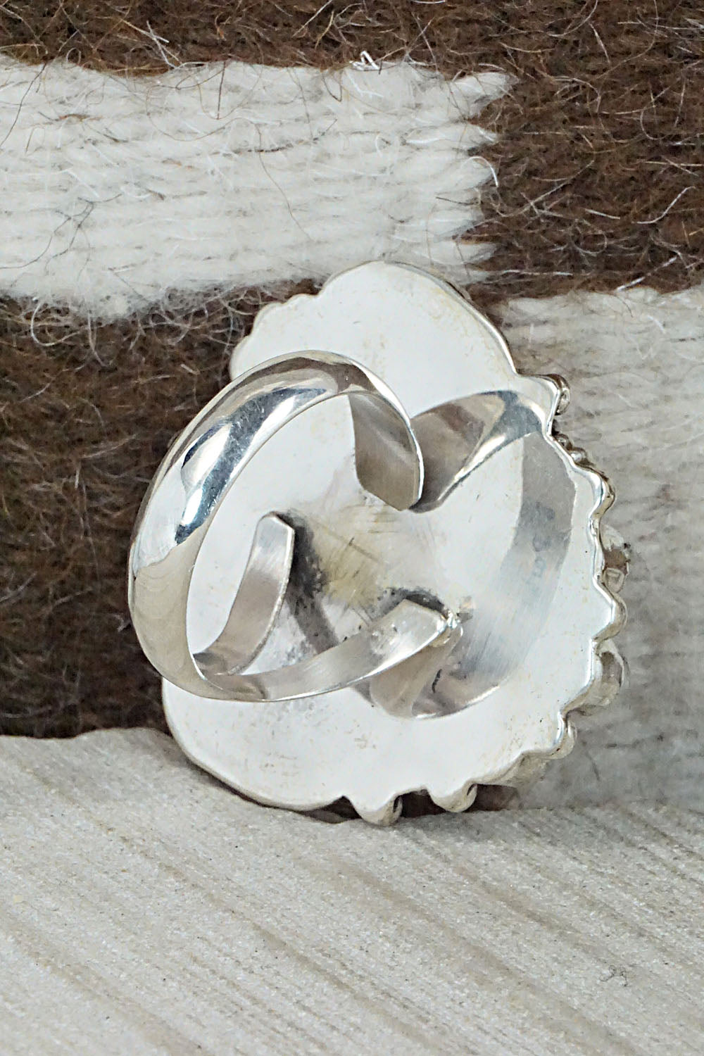 Spiny Oyster, Turquoise & Sterling Silver Ring - Sandra Parkett - Size 9 (Adj)