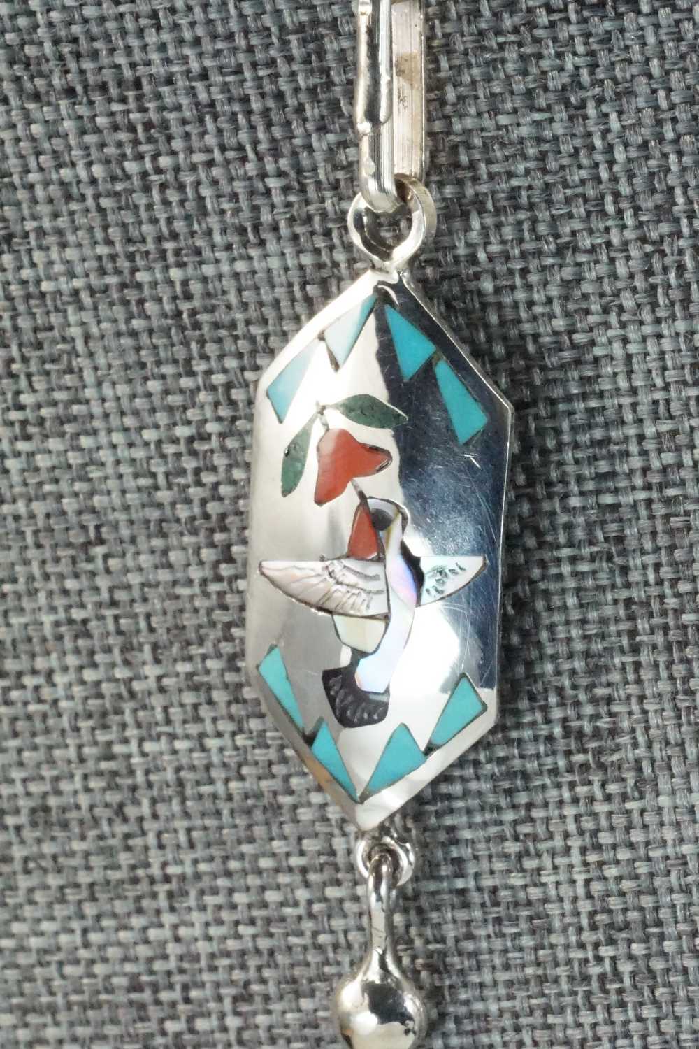 Multi Stone & Sterling Silver Inlay Necklace - Quintin Quam Sr