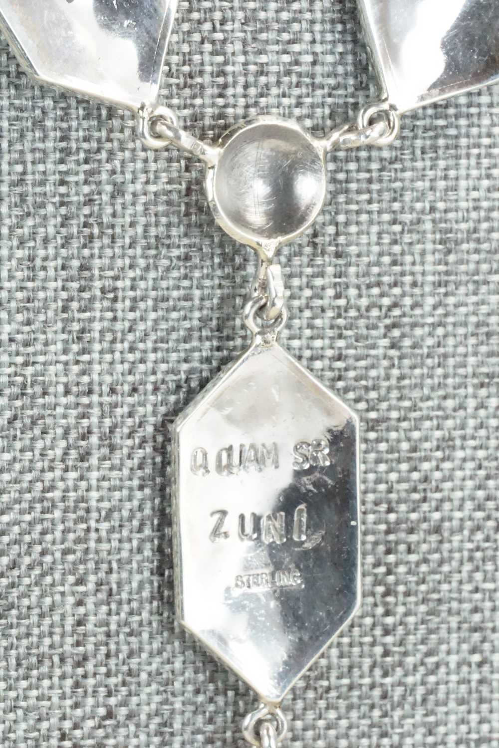 Multi Stone & Sterling Silver Inlay Necklace - Quintin Quam Sr