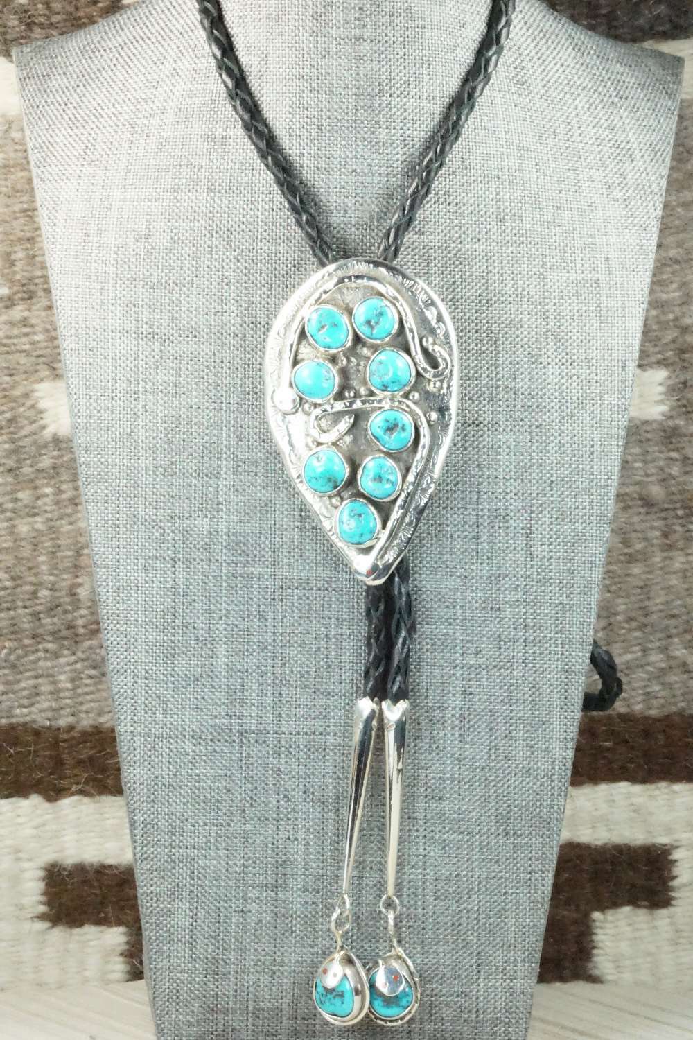 Turquoise & Sterling Silver Bolo Tie and Buckle - Jude Candelaria