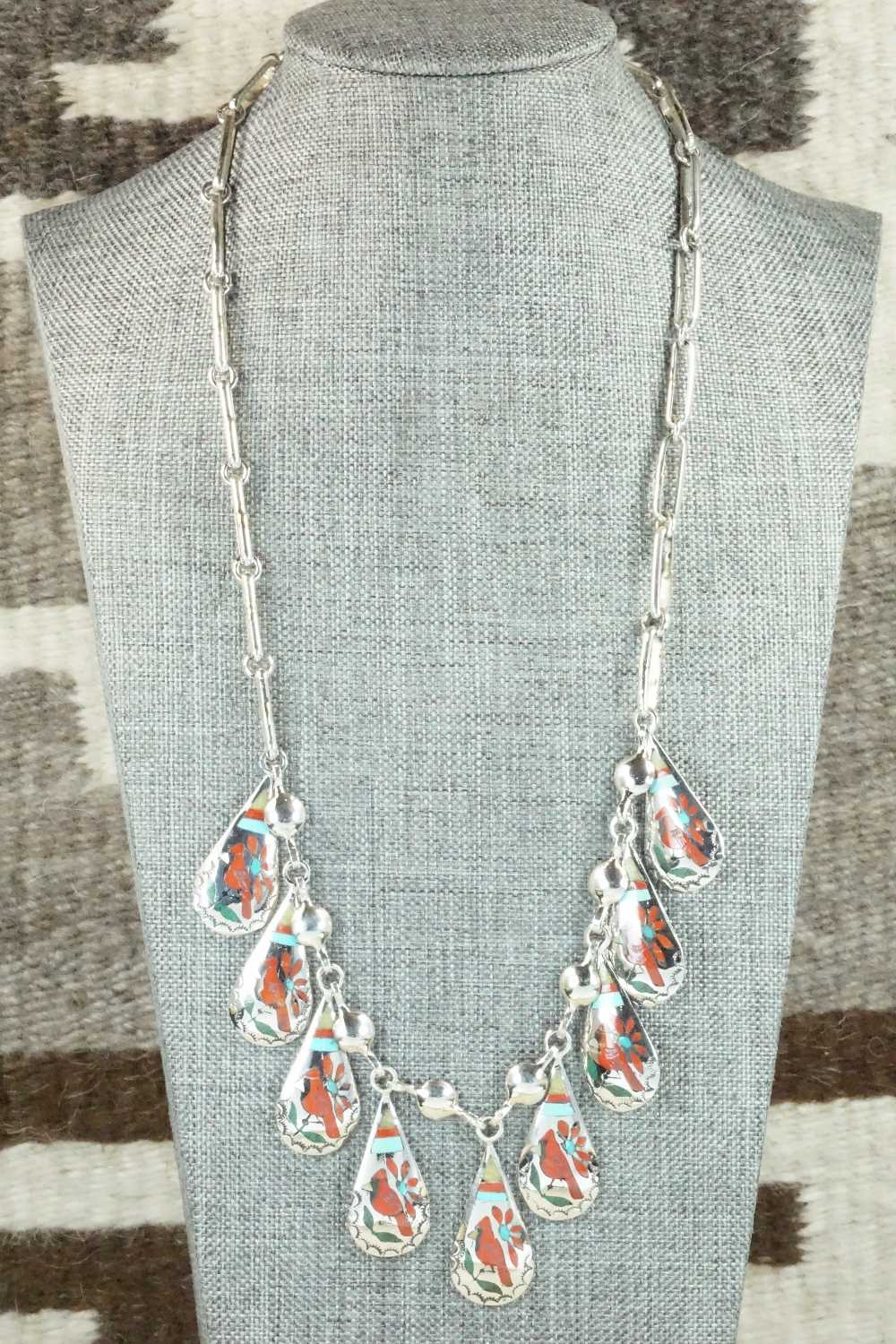 Multi Stone & Sterling Silver Inlay Necklace - Quintin Quam Sr