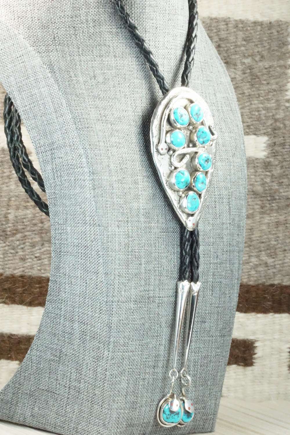 Turquoise & Sterling Silver Bolo Tie and Buckle - Jude Candelaria