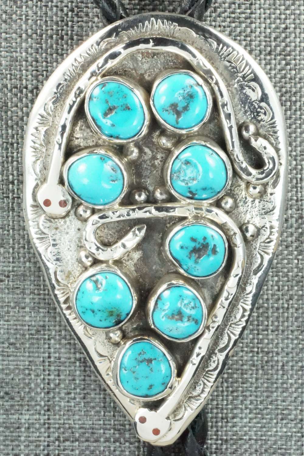 Turquoise & Sterling Silver Bolo Tie and Buckle - Jude Candelaria