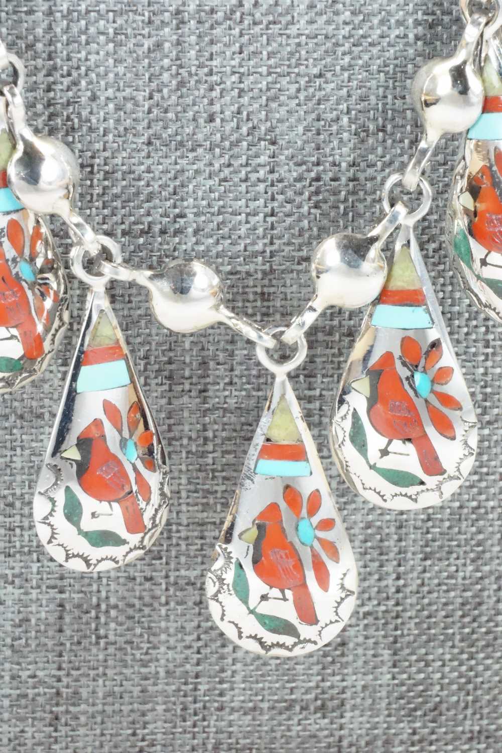 Multi Stone & Sterling Silver Inlay Necklace - Quintin Quam Sr
