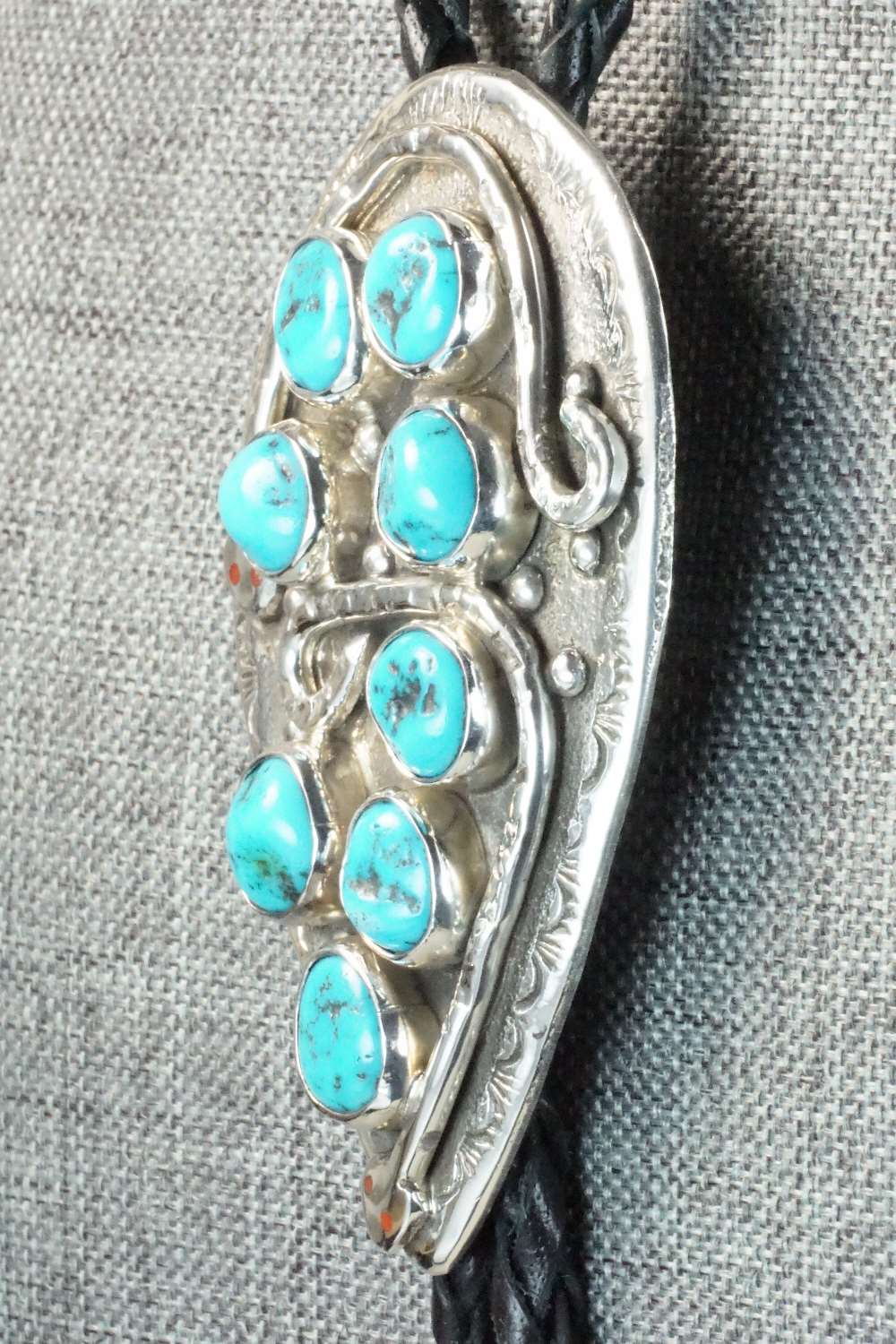 Turquoise & Sterling Silver Bolo Tie and Buckle - Jude Candelaria