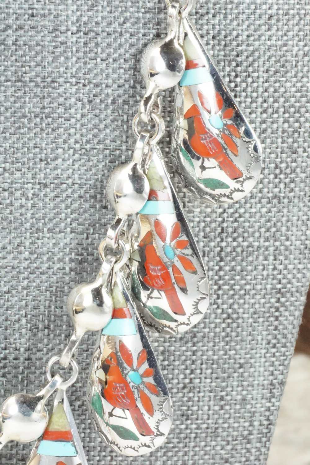 Multi Stone & Sterling Silver Inlay Necklace - Quintin Quam Sr