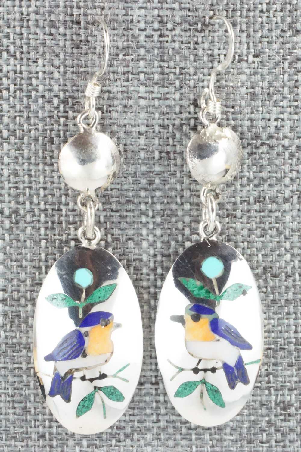 Multi Stone & Sterling Silver Earrings - Quintin Quam Sr.