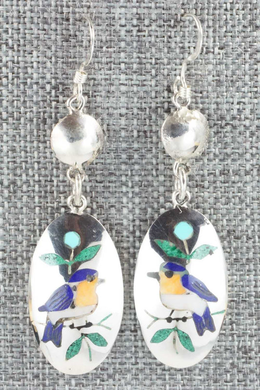 Multi Stone & Sterling Silver Earrings - Quintin Quam Sr.