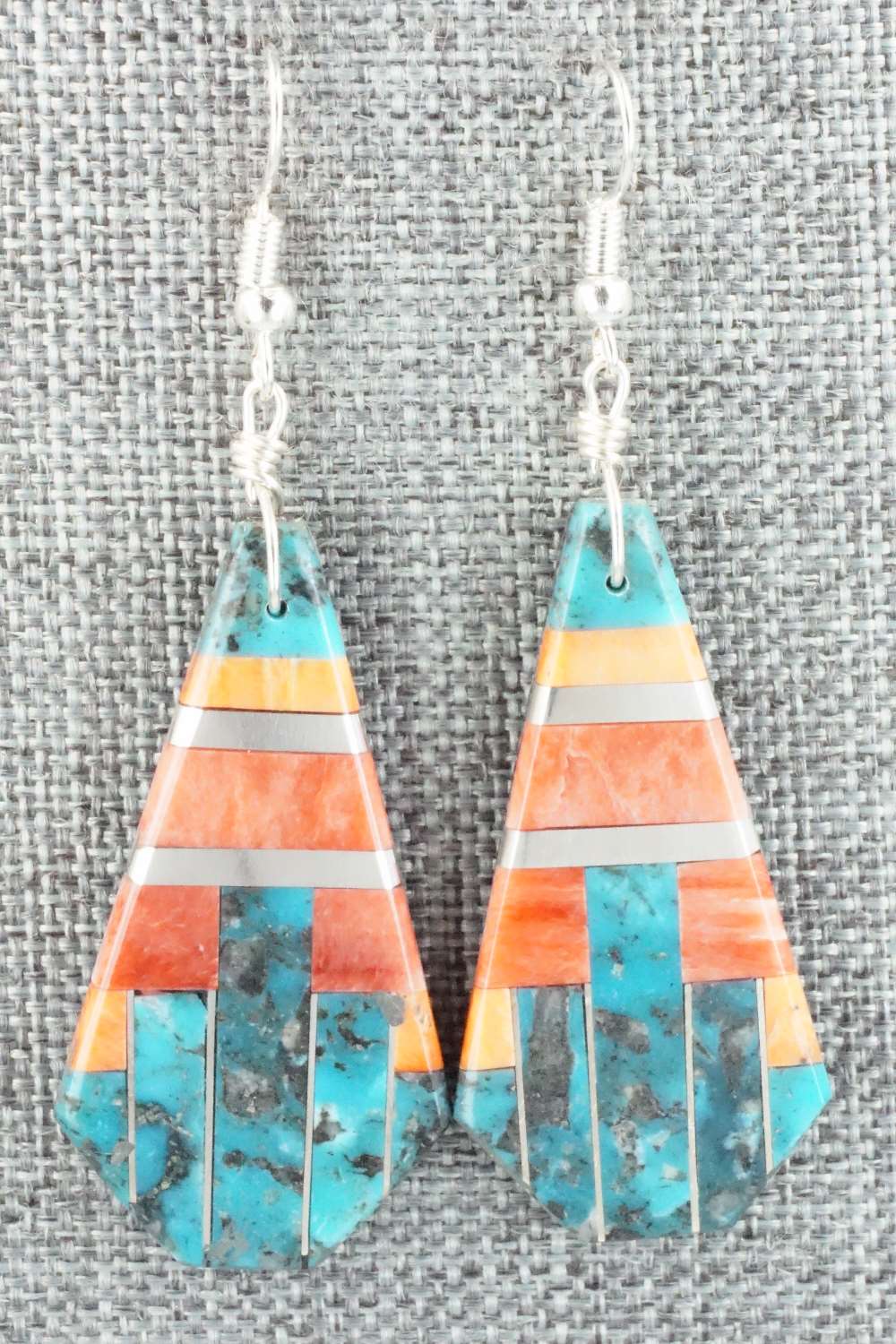 Multi Stone & Sterling Silver Inlay Earrings - Daniel Coriz