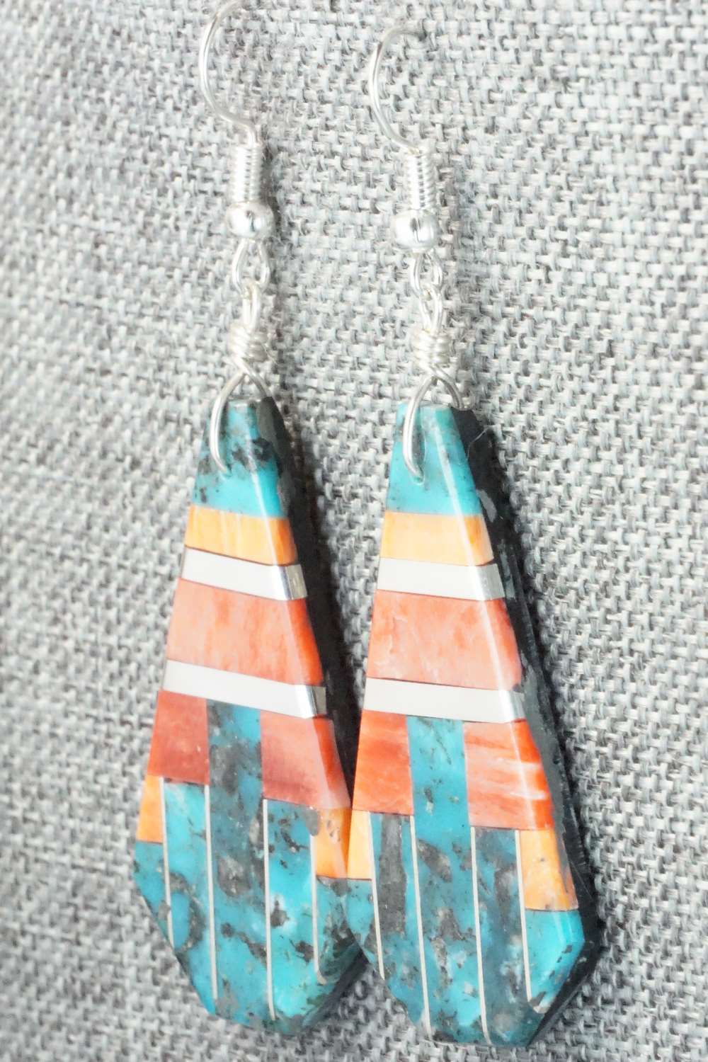 Multi Stone & Sterling Silver Inlay Earrings - Daniel Coriz