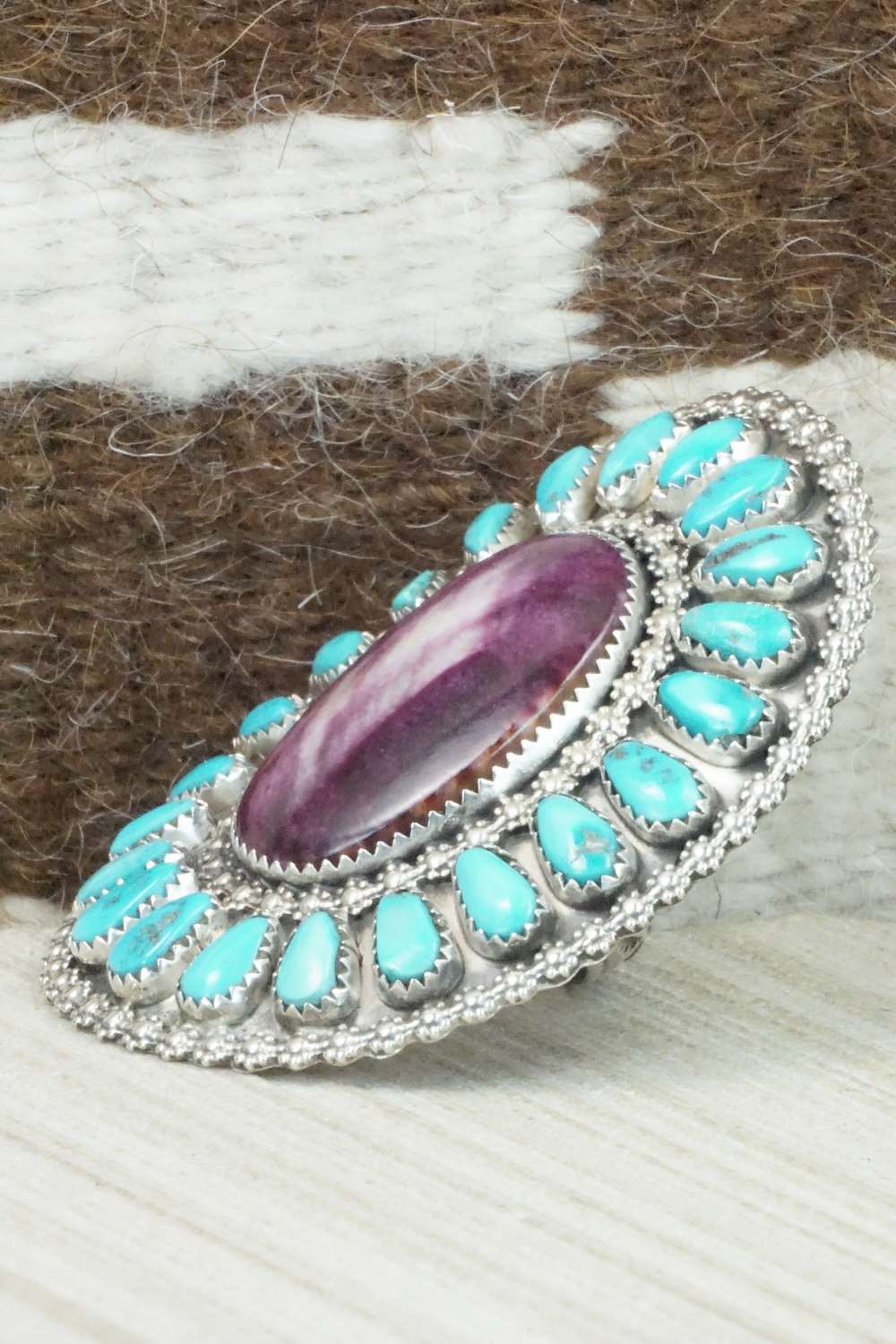 Turquoise, Spiny Oyster & Sterling Silver Necklace Set - Justina Wilson