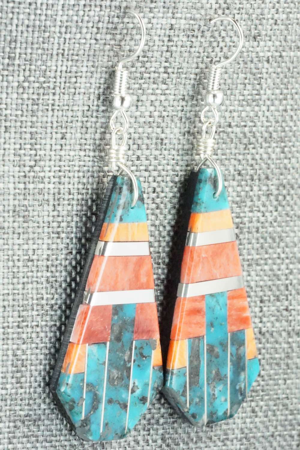 Multi Stone & Sterling Silver Inlay Earrings - Daniel Coriz