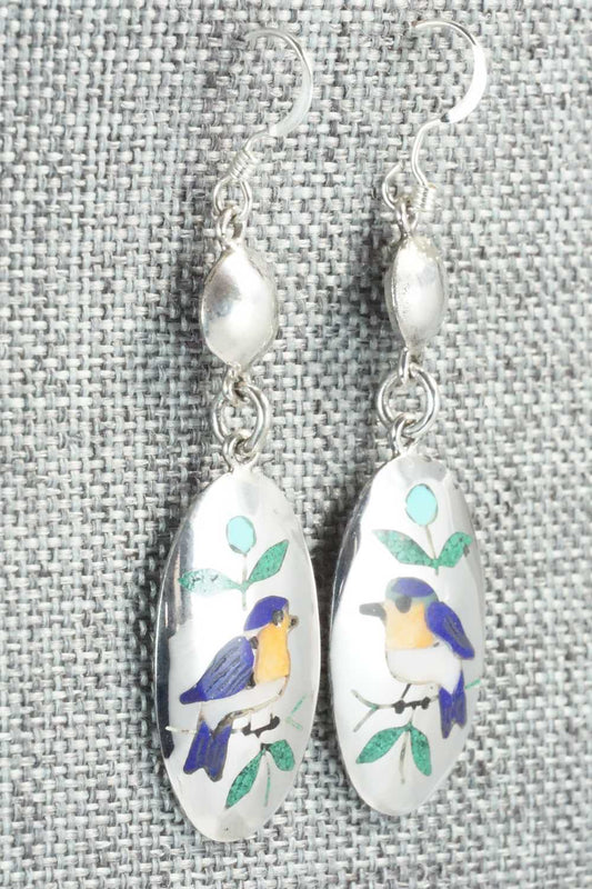 Multi Stone & Sterling Silver Earrings - Quintin Quam Sr.