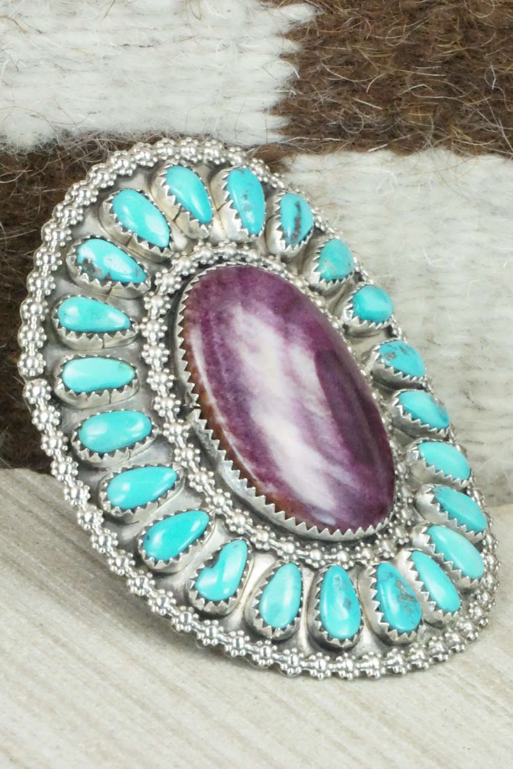 Turquoise, Spiny Oyster & Sterling Silver Necklace Set - Justina Wilson