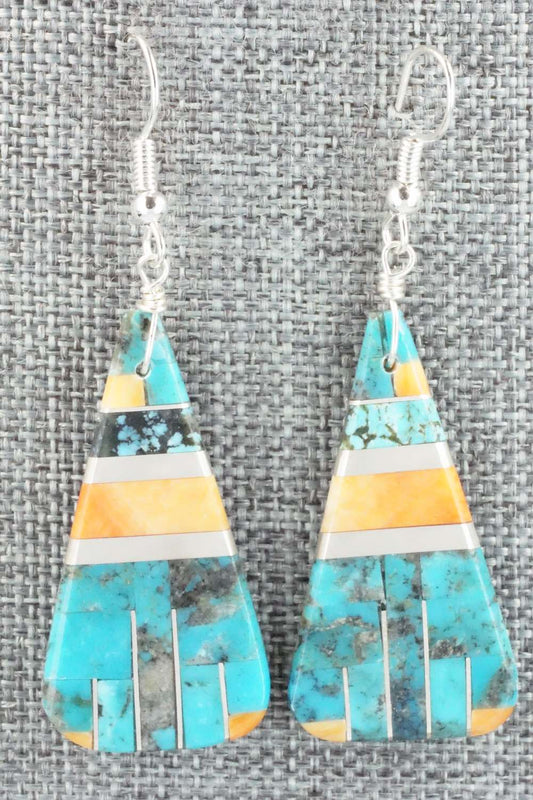 Multi Stone & Sterling Silver Inlay Earrings - Daniel Coriz