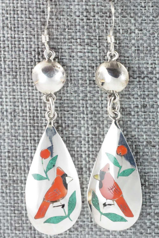 Multi Stone & Sterling Silver Earrings - Quintin Quam Sr.