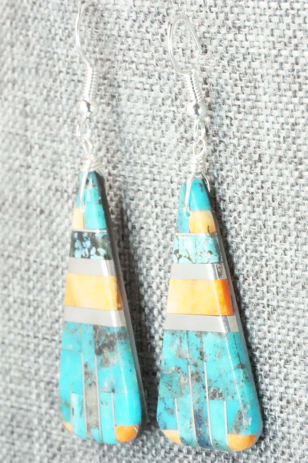Multi Stone & Sterling Silver Inlay Earrings - Daniel Coriz