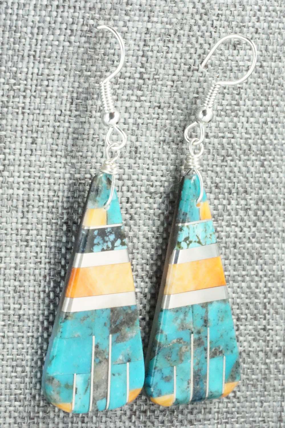 Multi Stone & Sterling Silver Inlay Earrings - Daniel Coriz