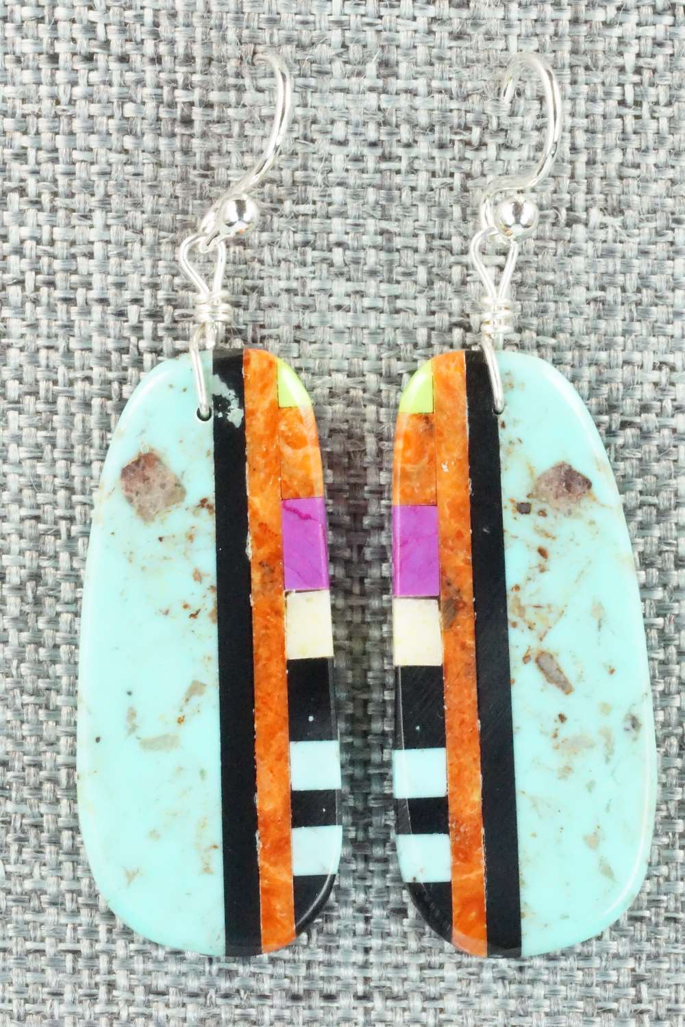 Multi Stone & Sterling Silver Inlay Earrings - Ronald Chavez