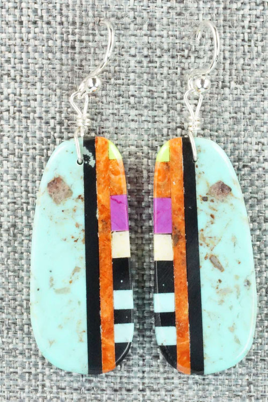 Multi Stone & Sterling Silver Inlay Earrings - Ronald Chavez