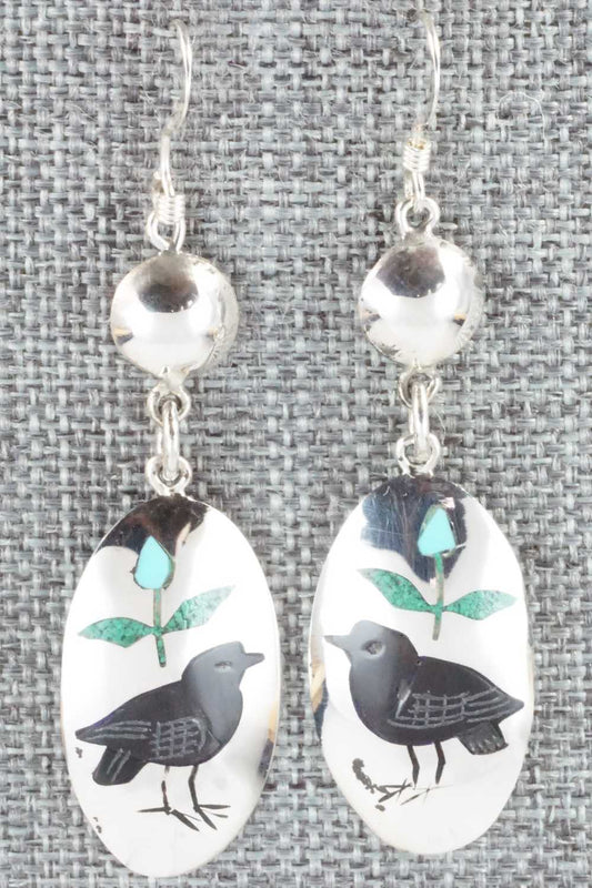 Multi Stone & Sterling Silver Earrings - Quintin Quam Sr.