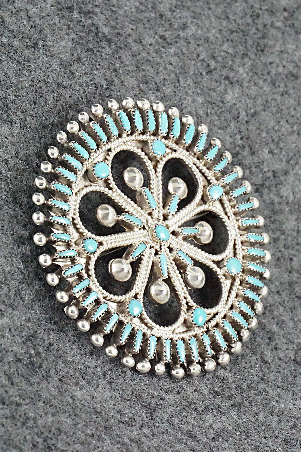 Turquoise & Sterling Silver Pendant/Pin - Vincent Johnson