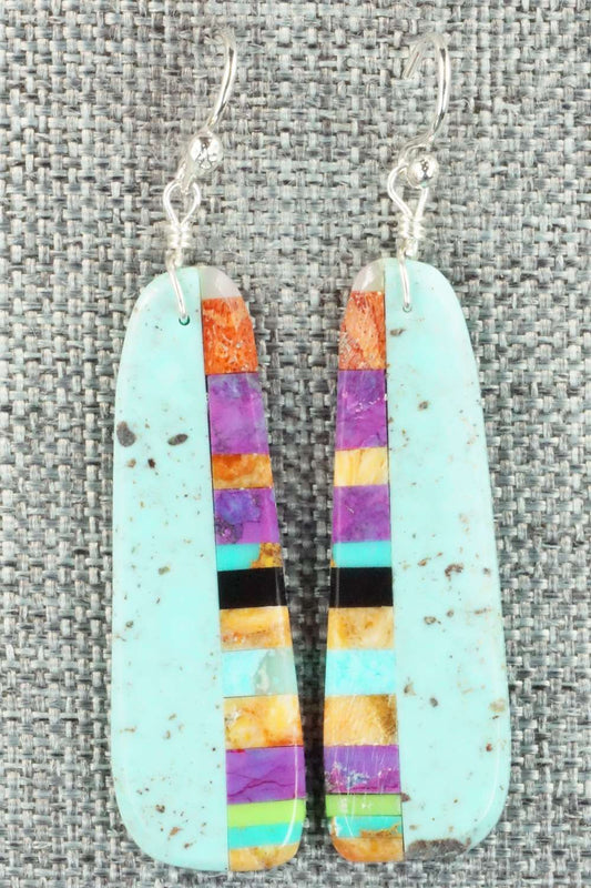 Multi Stone & Sterling Silver Inlay Earrings - Ronald Chavez
