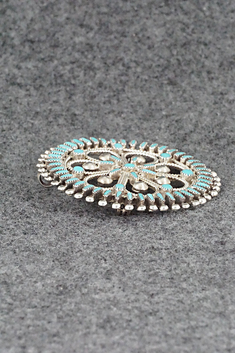 Turquoise & Sterling Silver Pendant/Pin - Vincent Johnson