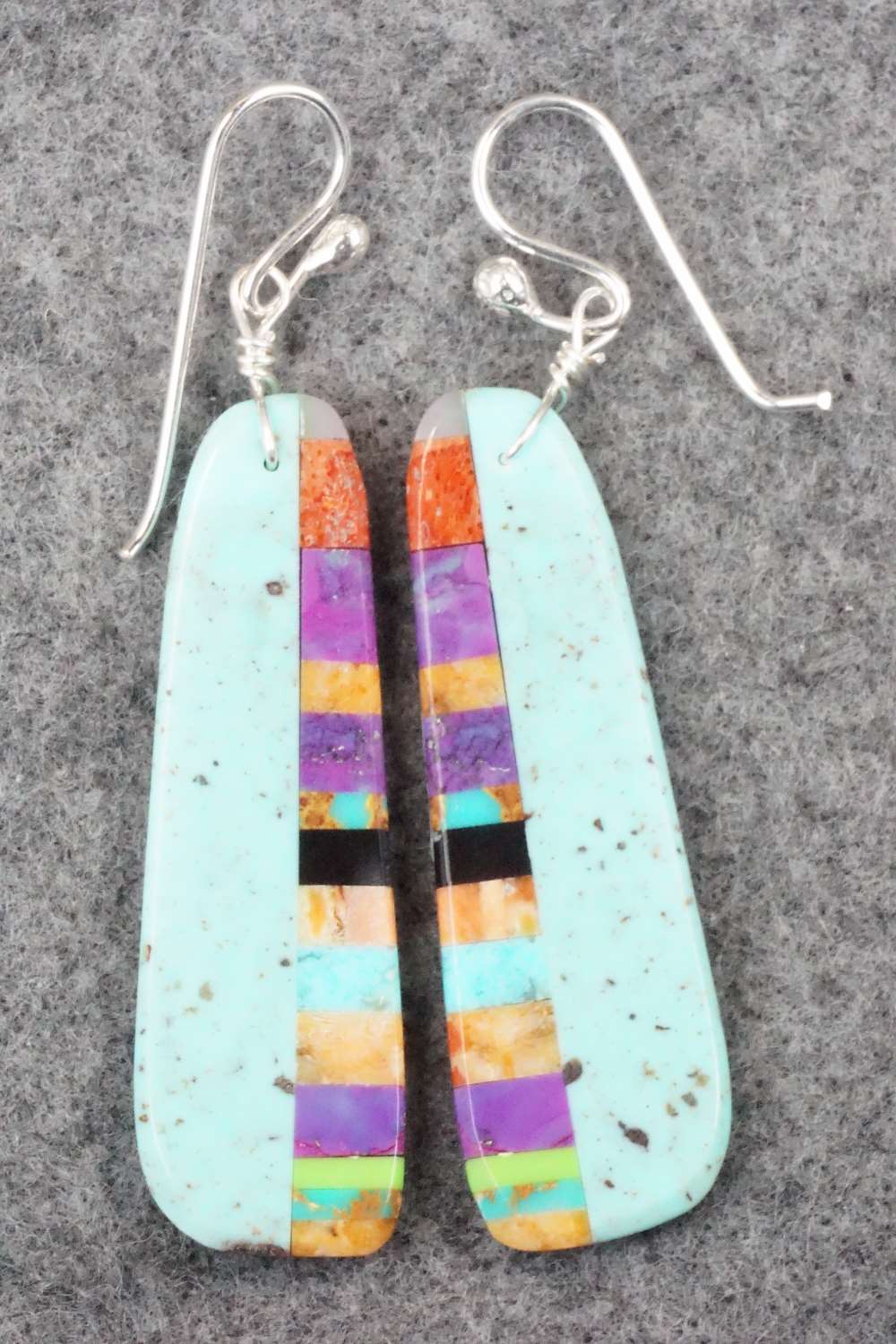 Multi Stone & Sterling Silver Inlay Earrings - Ronald Chavez