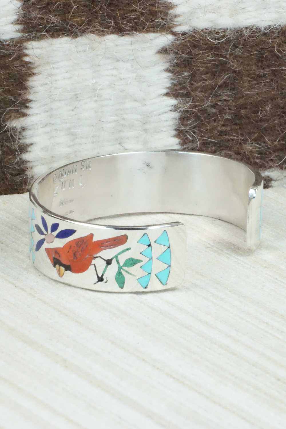 Multi Stone & Sterling Silver Inlay Bracelet - Quintin Quam Sr
