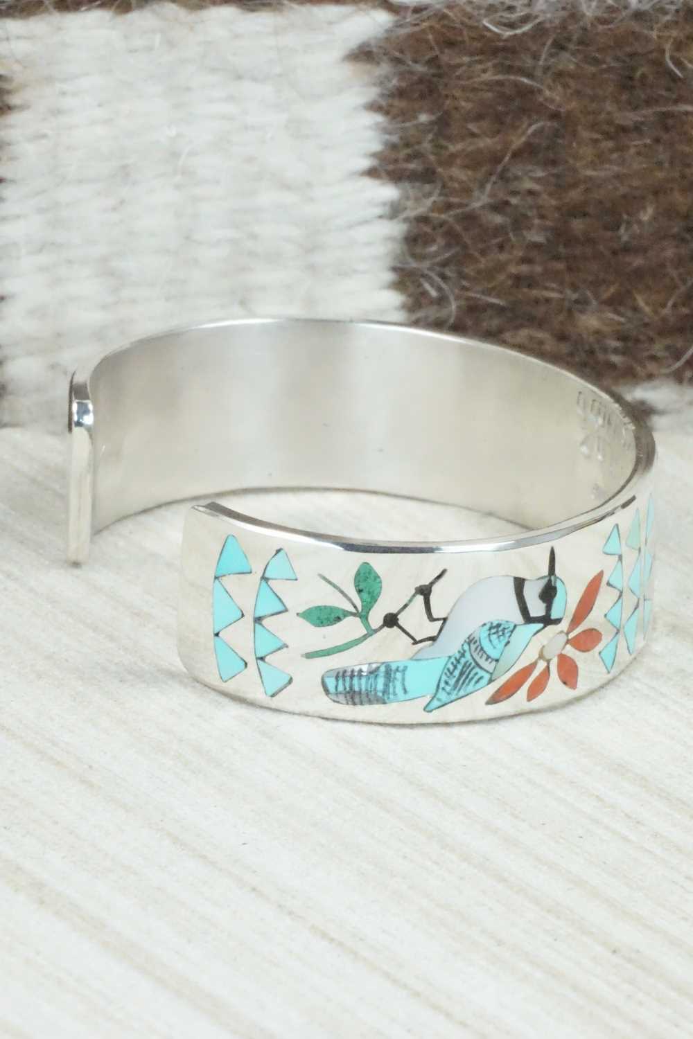 Multi Stone & Sterling Silver Inlay Bracelet - Quintin Quam Sr