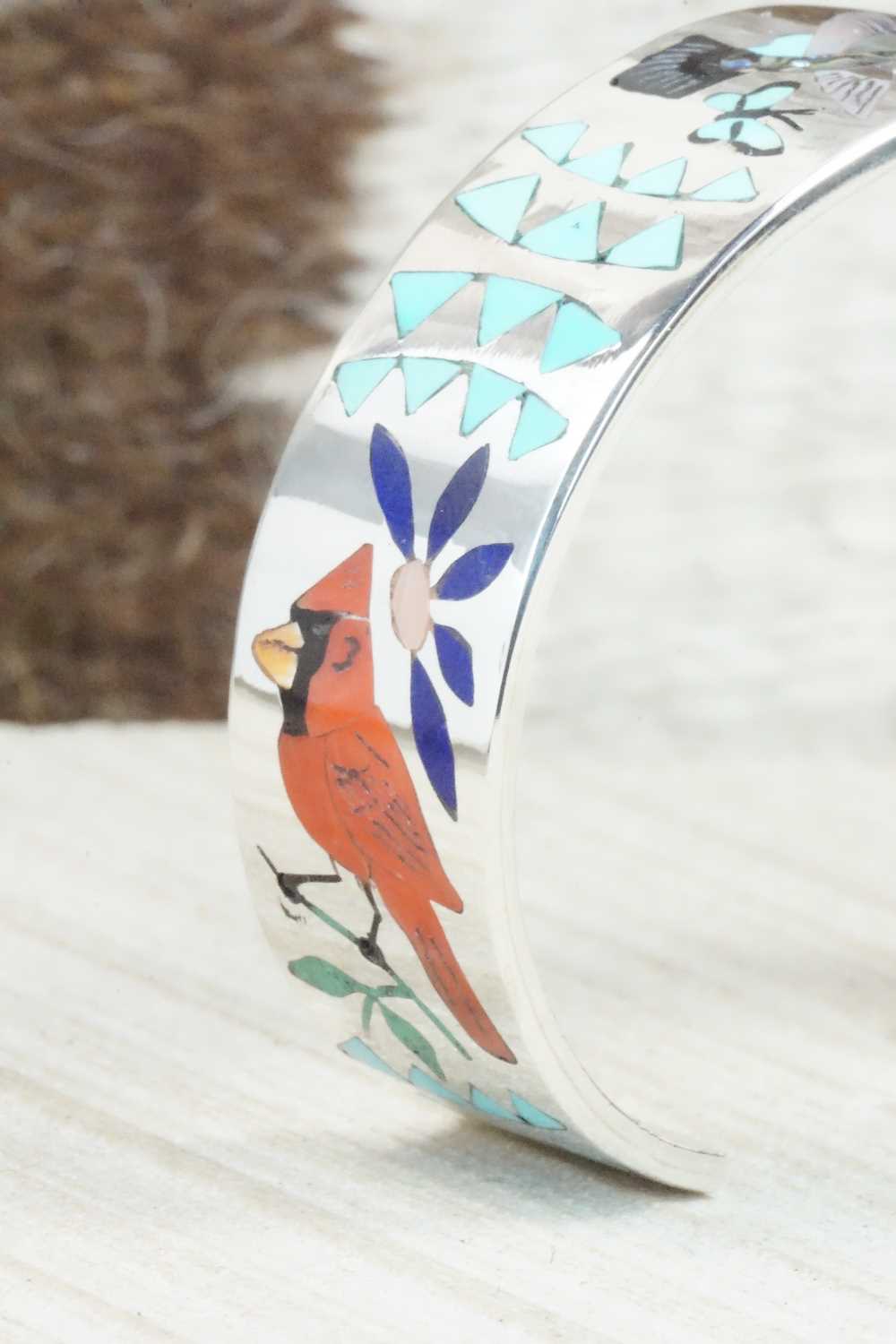 Multi Stone & Sterling Silver Inlay Bracelet - Quintin Quam Sr