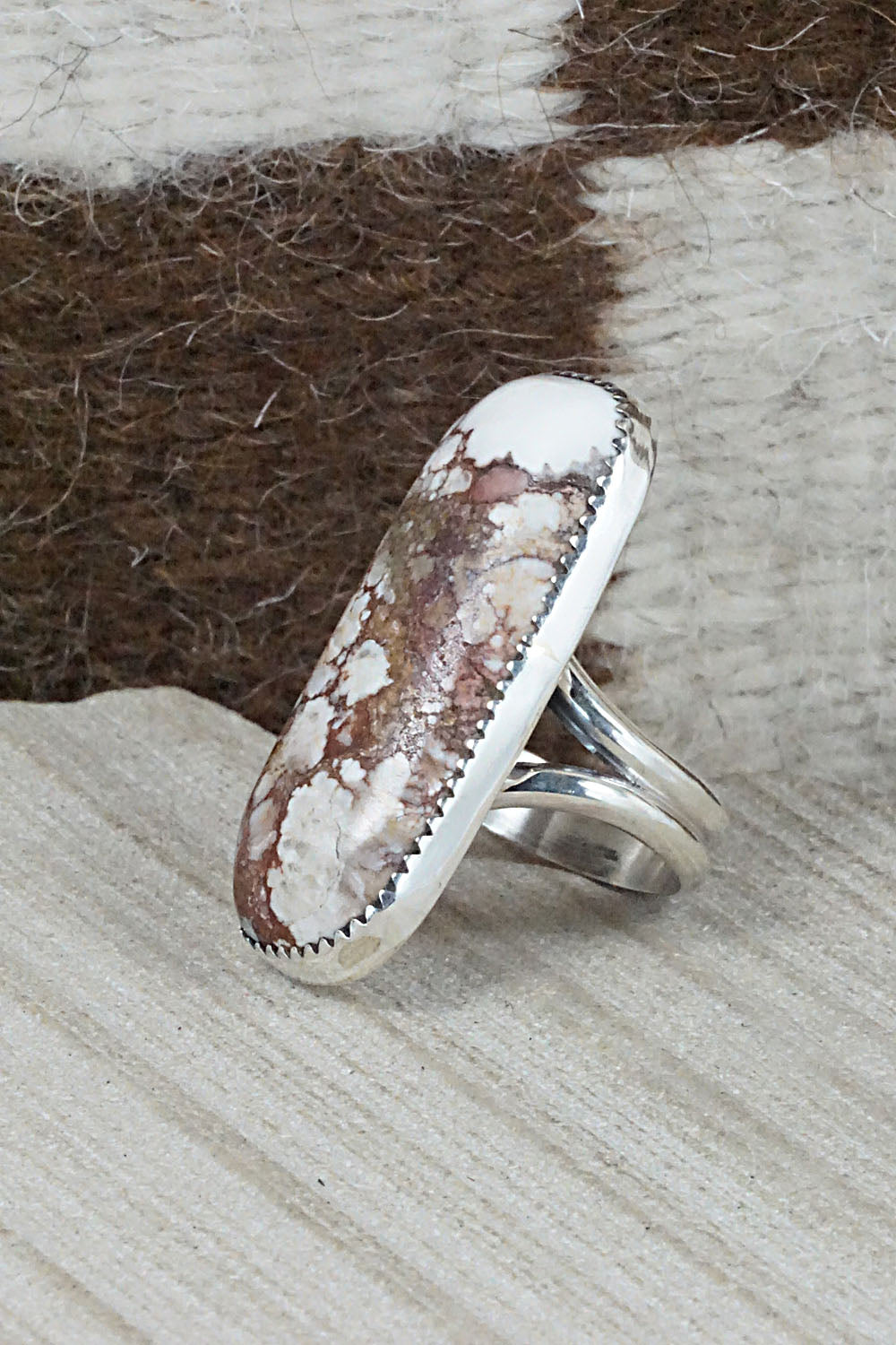 Wild Horse & Sterling Silver Ring - Leslie Nez - Size 6.75