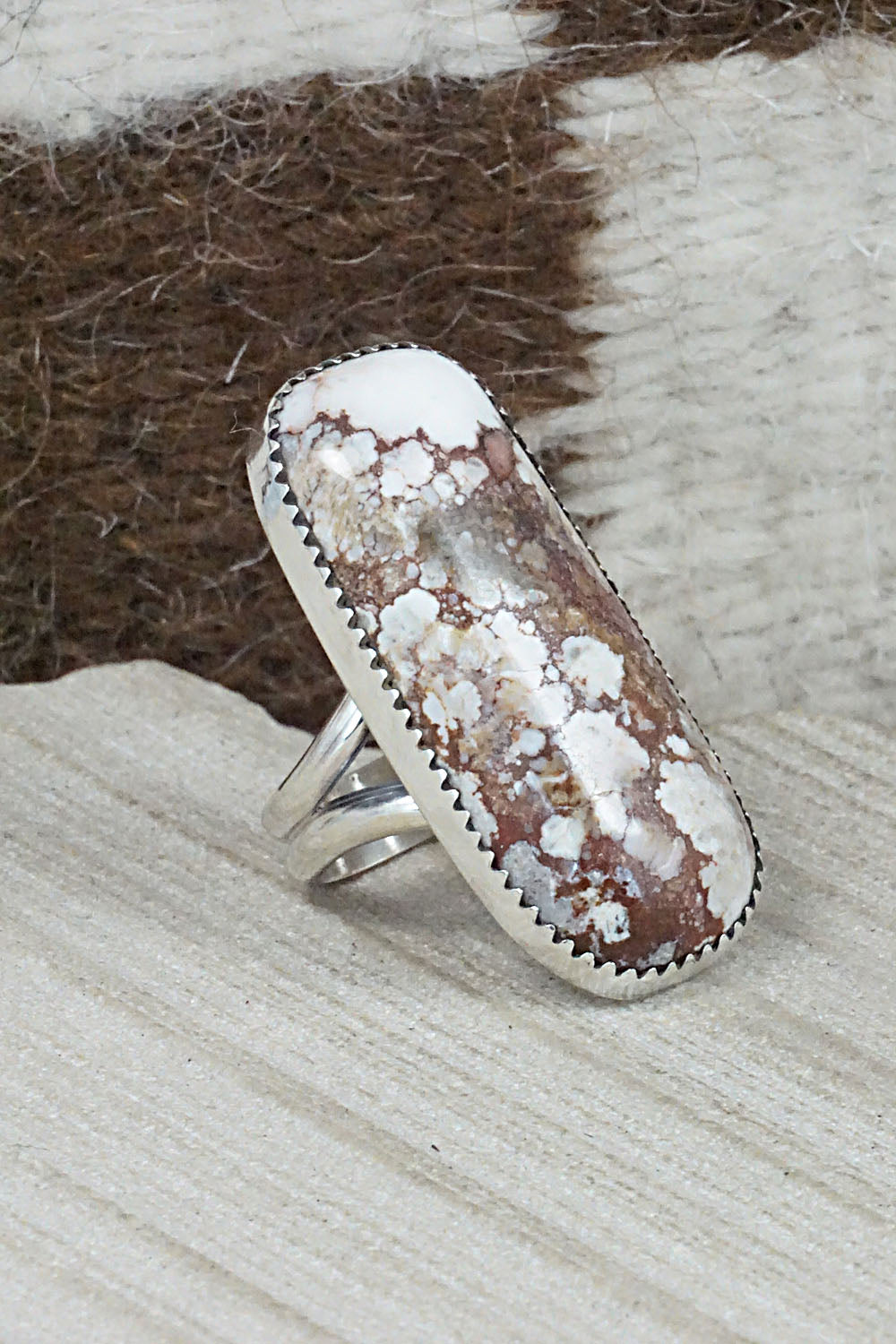 Wild Horse & Sterling Silver Ring - Leslie Nez - Size 6.75