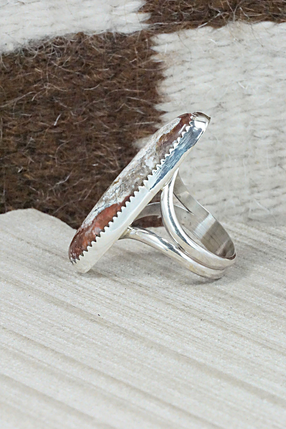 Wild Horse & Sterling Silver Ring - Leslie Nez - Size 8