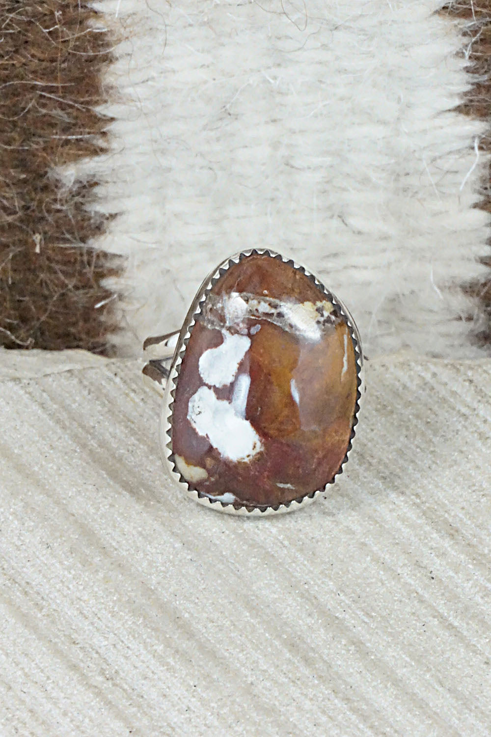 Wild Horse & Sterling Silver Ring - Leslie Nez - Size 9