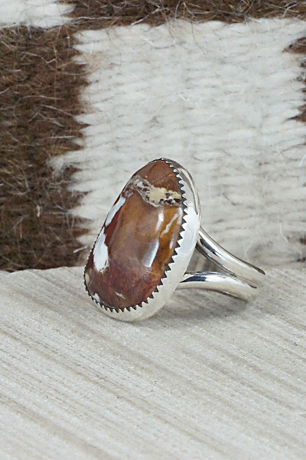 Wild Horse & Sterling Silver Ring - Leslie Nez - Size 9