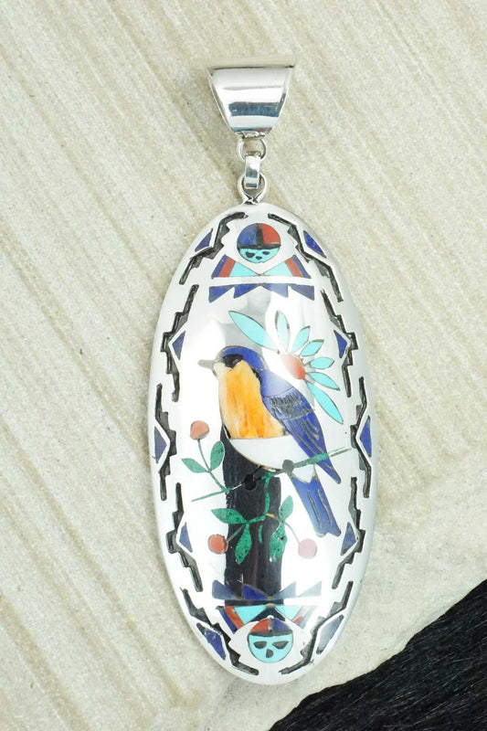 Multi Stone & Sterling Silver Inlay Pendant - Quintin Quam Sr.