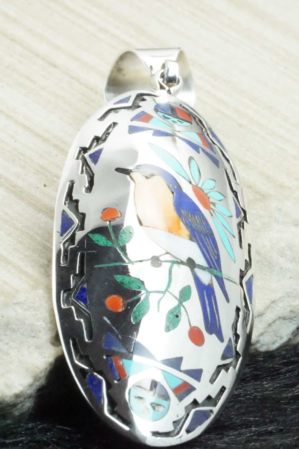 Multi Stone & Sterling Silver Inlay Pendant - Quintin Quam Sr.