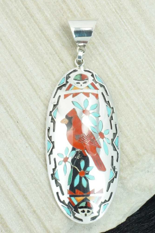 Multi Stone & Sterling Silver Inlay Pendant - Quintin Quam Sr.