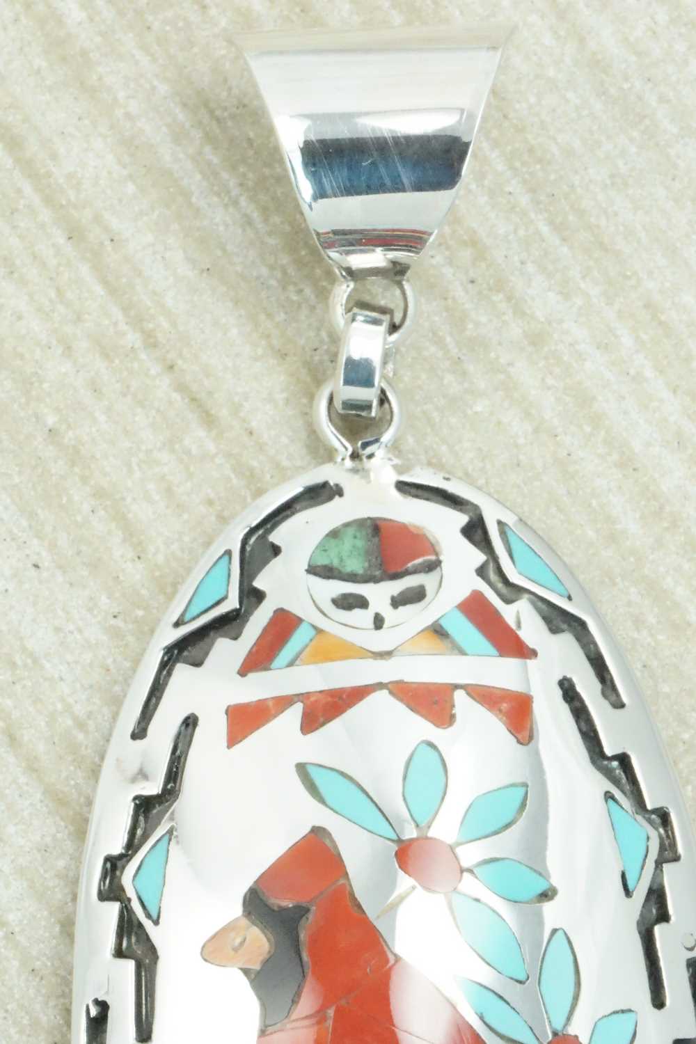 Multi Stone & Sterling Silver Inlay Pendant - Quintin Quam Sr.