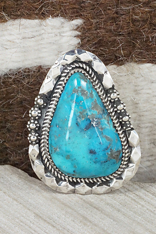 Turquoise & Sterling Silver Ring - Leslie Nez - Size 9