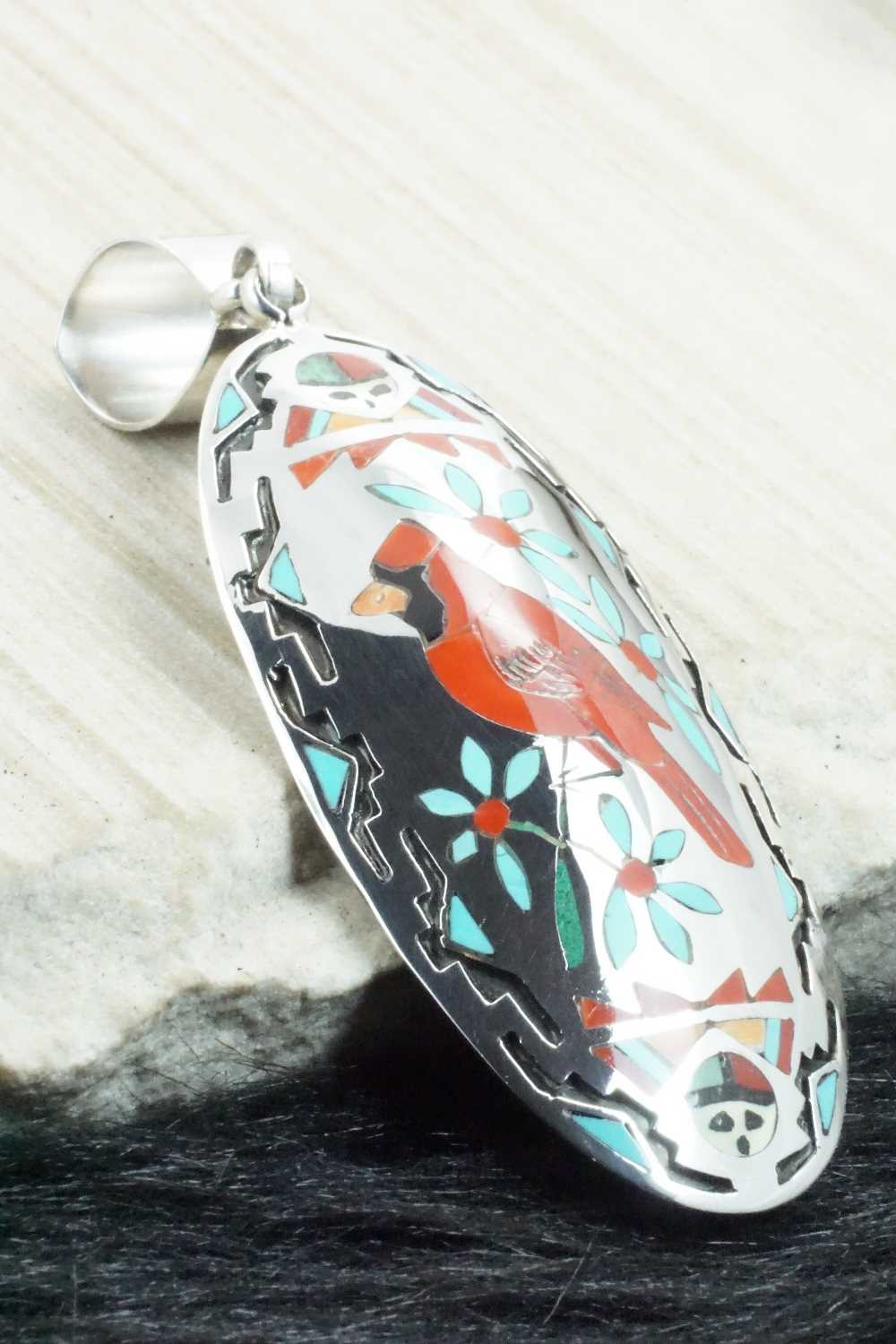 Multi Stone & Sterling Silver Inlay Pendant - Quintin Quam Sr.