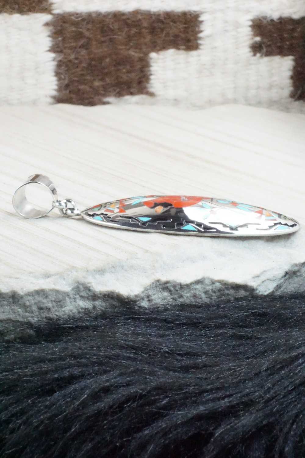 Multi Stone & Sterling Silver Inlay Pendant - Quintin Quam Sr.