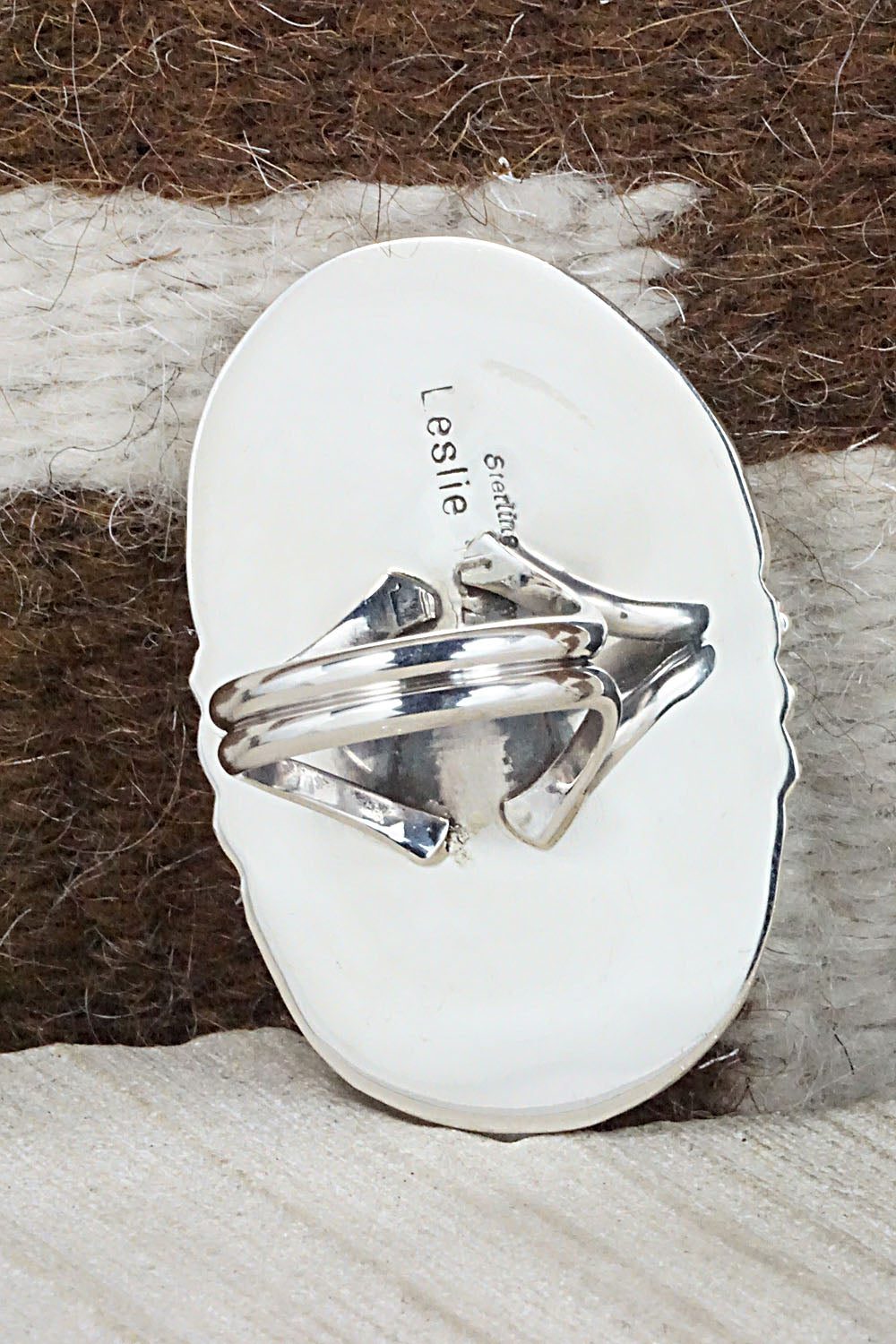Turquoise & Sterling Silver Ring - Leslie Nez - Size 10