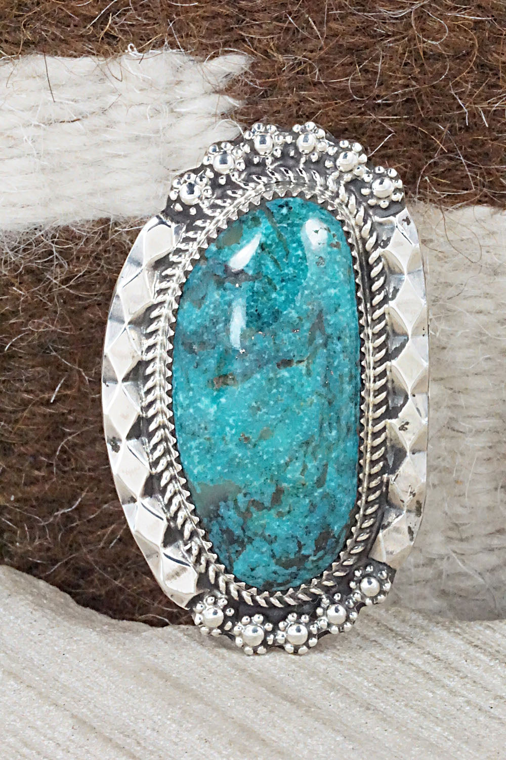 Turquoise & Sterling Silver Ring - Leslie Nez - Size 9